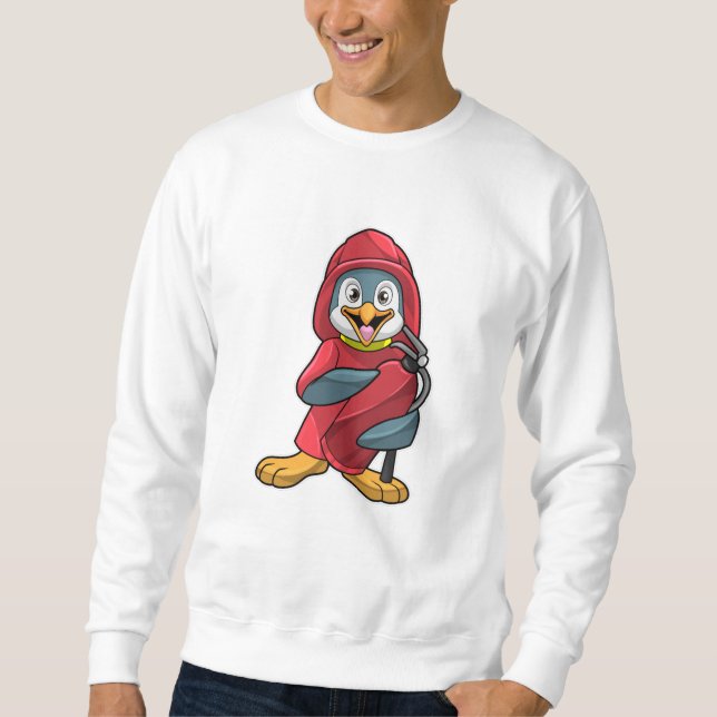Penguin som brandsläckare med brandsläckare lång ärmad tröja (Framsida)