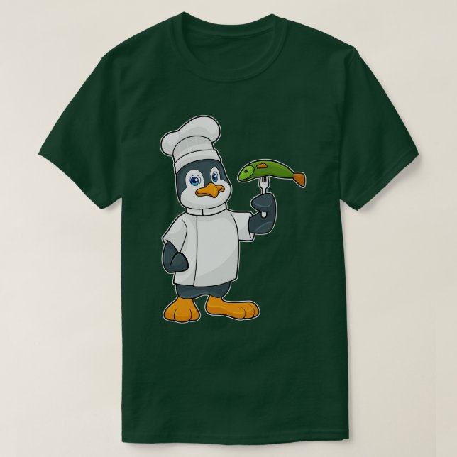 Penguin som Cook med Fish Cooking apron T Shirt (Design framsida)
