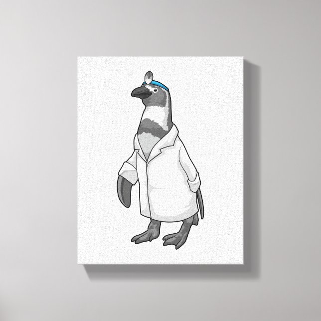 Penguin som Doktor med Doktor jacka Canvastryck (Framsida)