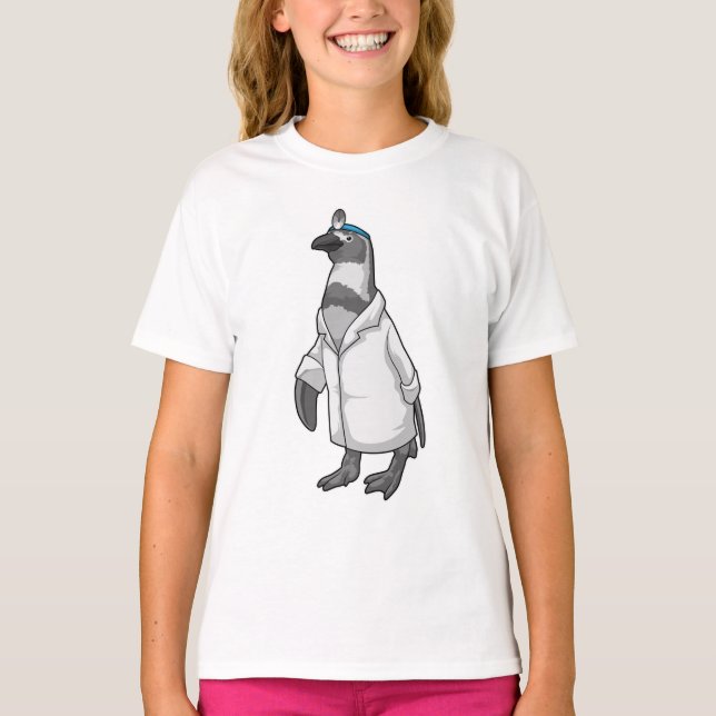 Penguin som Doktor med Doktor jacka T Shirt (Framsida)