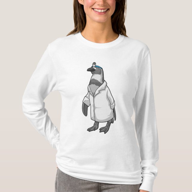 Penguin som Doktor med Doktor jacka T Shirt (Framsida)