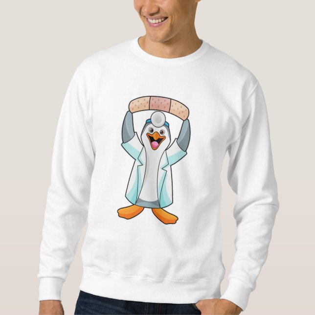 Penguin som Doktor med gips Lång Ärmad Tröja (Framsida)
