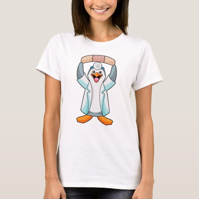 Penguin som Doktor med gips T Shirt (Framsida)