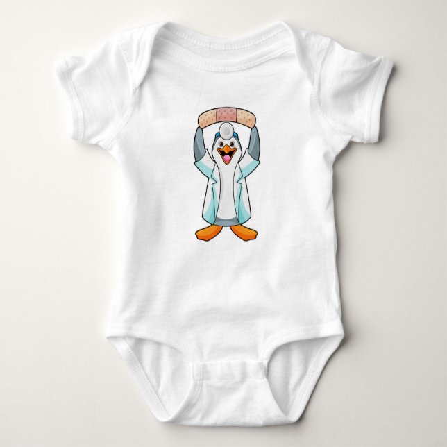 Penguin som Doktor med gips T Shirt (Framsida)