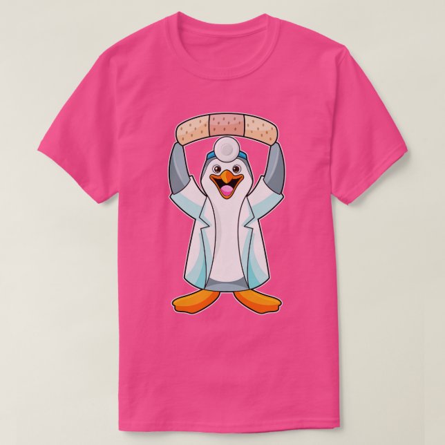 Penguin som Doktor med gips T Shirt (Design framsida)