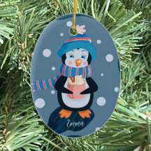 Penguin som dricker hett kakaoornament personlig