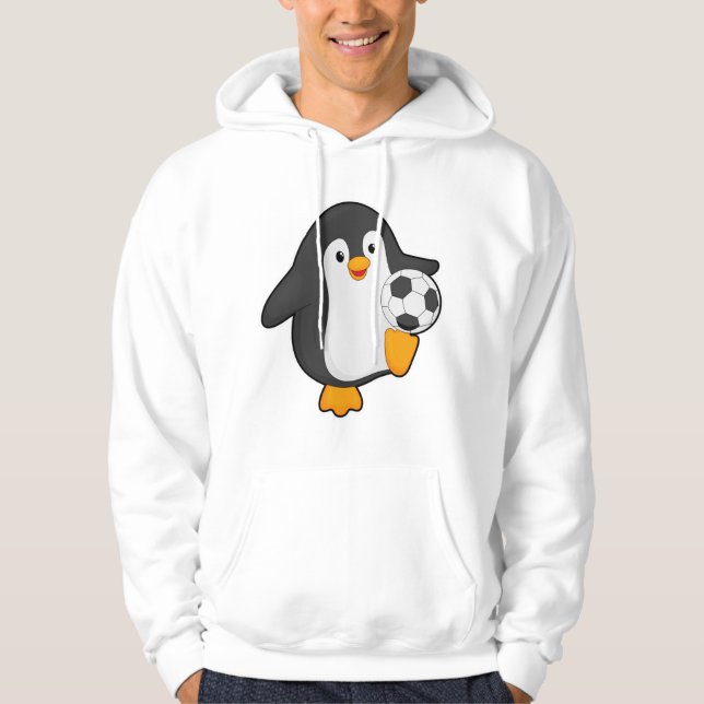 Penguin som fotbollsspelare med fotboll hoodie (Framsida)