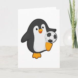 Penguin som fotbollsspelare med fotboll kort