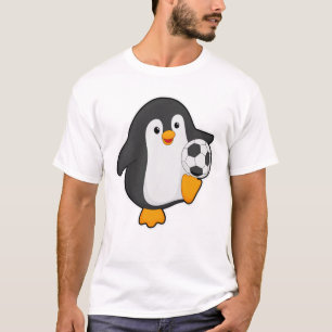 Penguin som fotbollsspelare med fotboll t shirt
