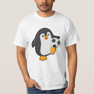 Penguin som fotbollsspelare med fotboll t shirt