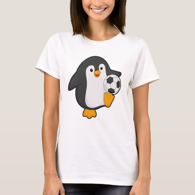 Penguin som fotbollsspelare med fotboll t shirt (Framsida)