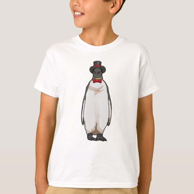 Penguin som gentleman med Hat T Shirt (Framsida)