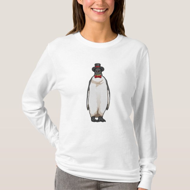 Penguin som gentleman med Hat T Shirt (Framsida)