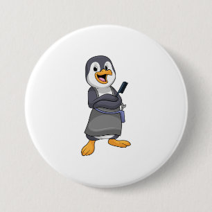 Penguin som Hair stylist med Comb Knapp