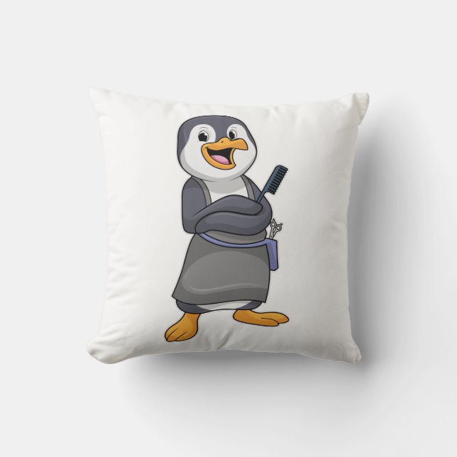 Penguin som Hair stylist med Comb Kudde (Framsida)