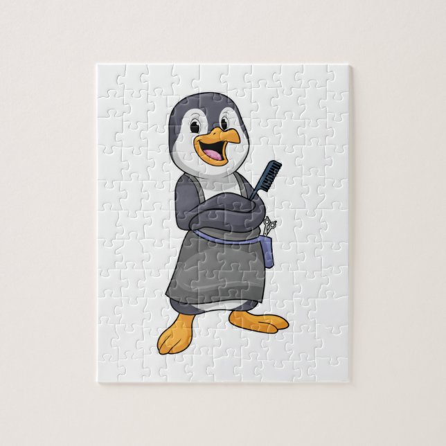 Penguin som Hair stylist med Comb Pussel (Vertikal)