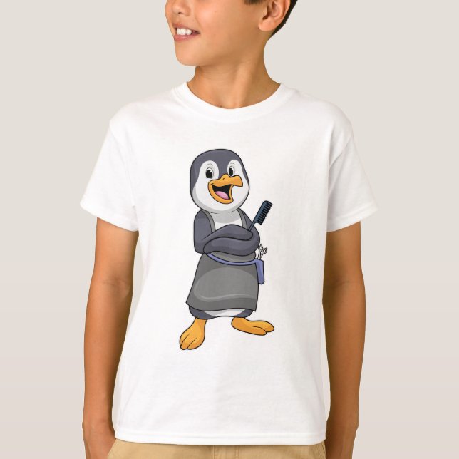 Penguin som Hair stylist med Comb T Shirt (Framsida)