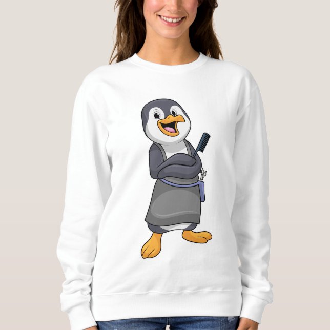 Penguin som Hair stylist med Comb T Shirt (Framsida)