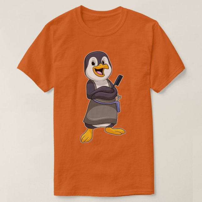 Penguin som Hair stylist med Comb T Shirt (Design framsida)
