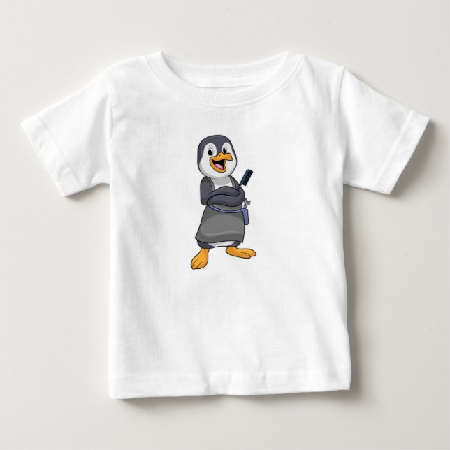 Penguin som Hair stylist med Comb T Shirt (Framsida)