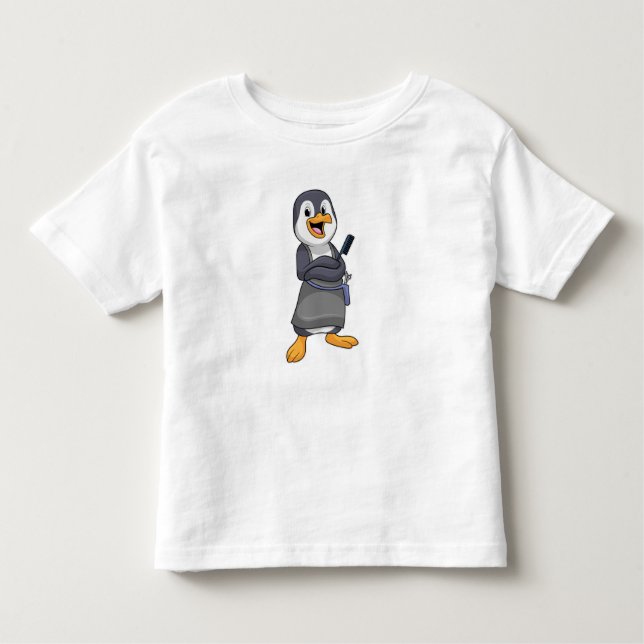 Penguin som Hair stylist med Comb T Shirt (Framsida)