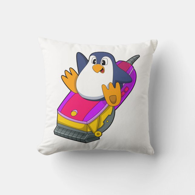 Penguin som Hairdresser med Razor Kudde (Framsida)
