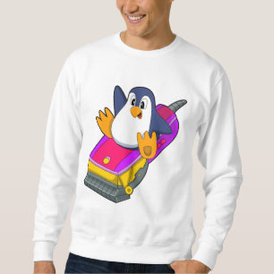 Penguin som Hairdresser med Razor Lång Ärmad Tröja