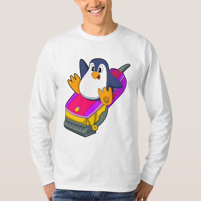 Penguin som Hairdresser med Razor T Shirt (Framsida)