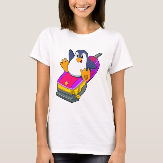 Penguin som Hairdresser med Razor T Shirt (Framsida)