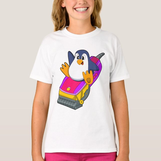Penguin som Hairdresser med Razor T Shirt (Framsida)