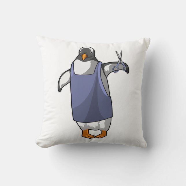 Penguin som Hairdresser med saxar Kudde (Framsida)