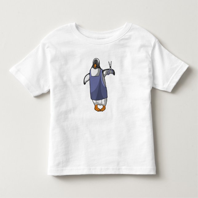 Penguin som Hairdresser med saxar T Shirt (Framsida)