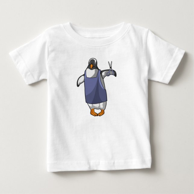 Penguin som Hairdresser med saxar T Shirt (Framsida)