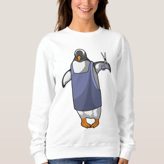 Penguin som Hairdresser med saxar T Shirt (Framsida)