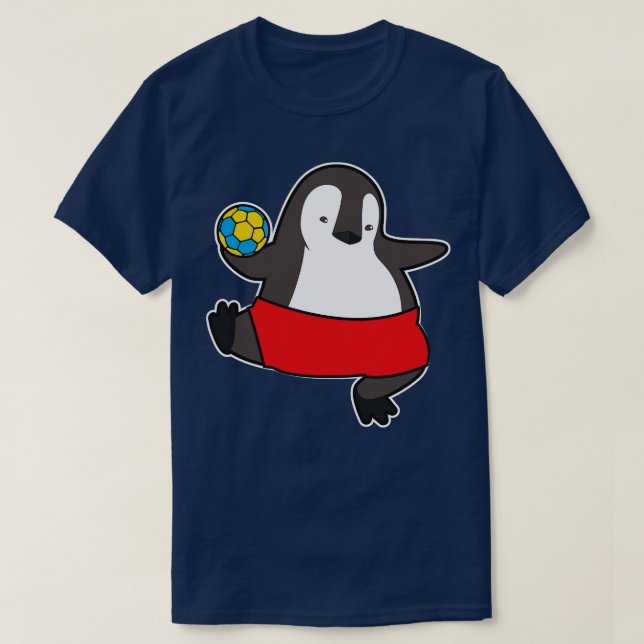 Penguin som handbollsspelare med handboll 1 t shirt (Design framsida)