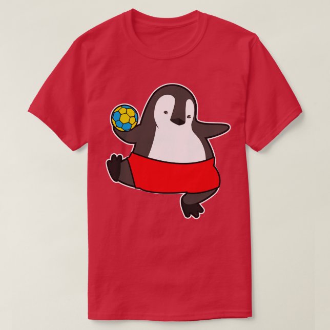 Penguin som handbollsspelare med handboll 2 t shirt (Design framsida)