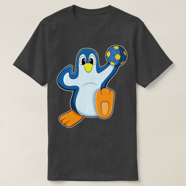 Penguin som handbollsspelare med handboll t shirt (Design framsida)