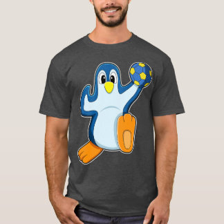 Penguin som handbollsspelare med handboll t shirt