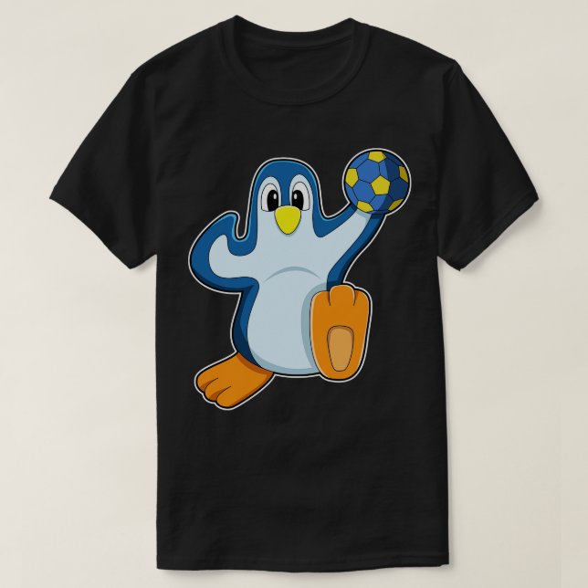 Penguin som handbollsspelare med handboll t shirt (Design framsida)