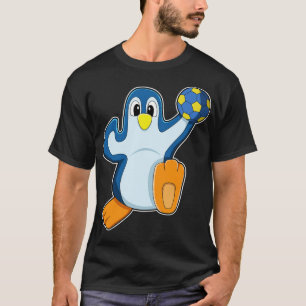 Penguin som handbollsspelare med handboll t shirt