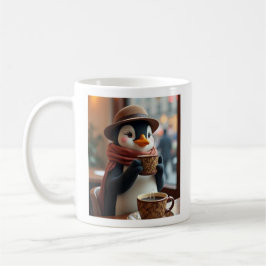 Penguin som har kopp på kaffe mugg