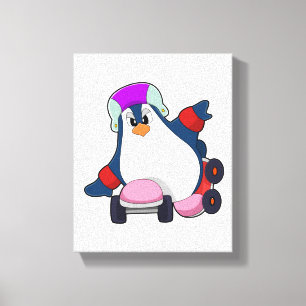 Penguin som infogad Skater med infogade skal Canvastryck