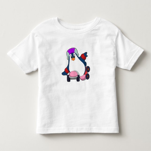 Penguin som infogad Skater med infogade skal T Shirt (Framsida)