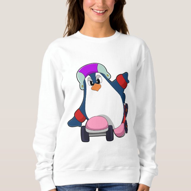 Penguin som infogad Skater med infogade skal T Shirt (Framsida)