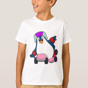 Penguin som infogad Skater med infogade skal T Shirt