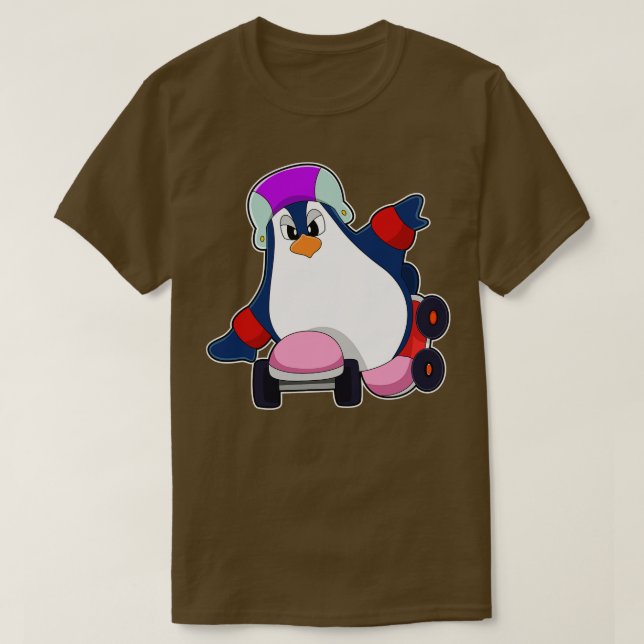 Penguin som infogad Skater med infogade skal T Shirt (Design framsida)