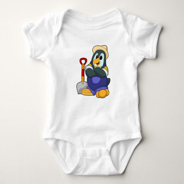 Penguin som jordbrukare med Shovel T Shirt (Framsida)