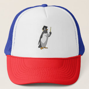Penguin som lärare med pekare keps