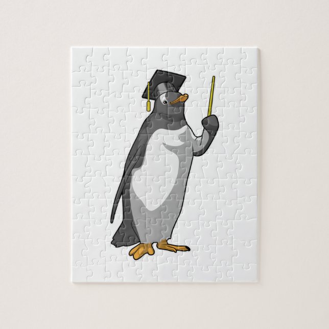 Penguin som lärare med pekare pussel (Vertikal)