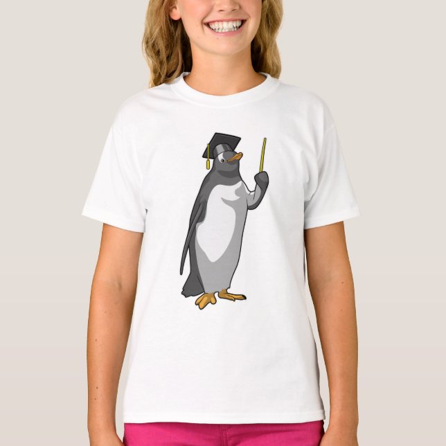 Penguin som lärare med pekare t shirt (Framsida)